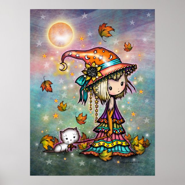 The Little Wanderer Witch and Cat Art Poster (Front)