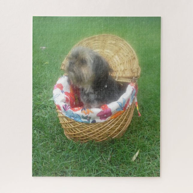 THE LITTLE YORKIE IN A BASKET JIGSAW PUZZLE (Vertical)