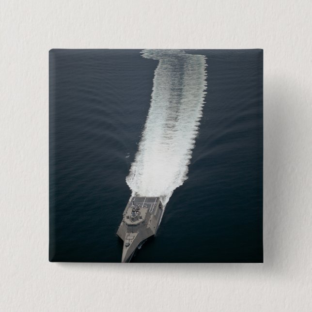 The littoral combat ship Independence 2 Inch Square Button (Front)