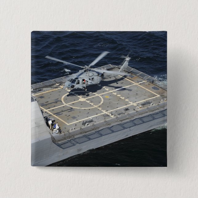 The littoral combat ship USS Freedom 2 Inch Square Button (Front)