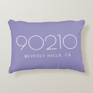 The Location Pastel Purple and White Zip Code Accent Pillow