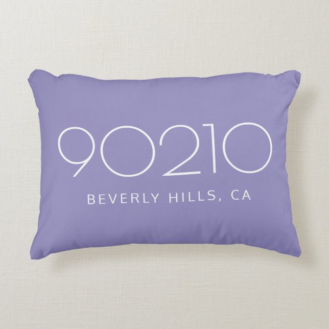 The Location Pastel Purple and White Zip Code Accent Pillow (Front)