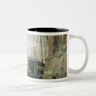 The Log Cabin at Hamburg Harbour, 1848 Two-Tone Coffee Mug