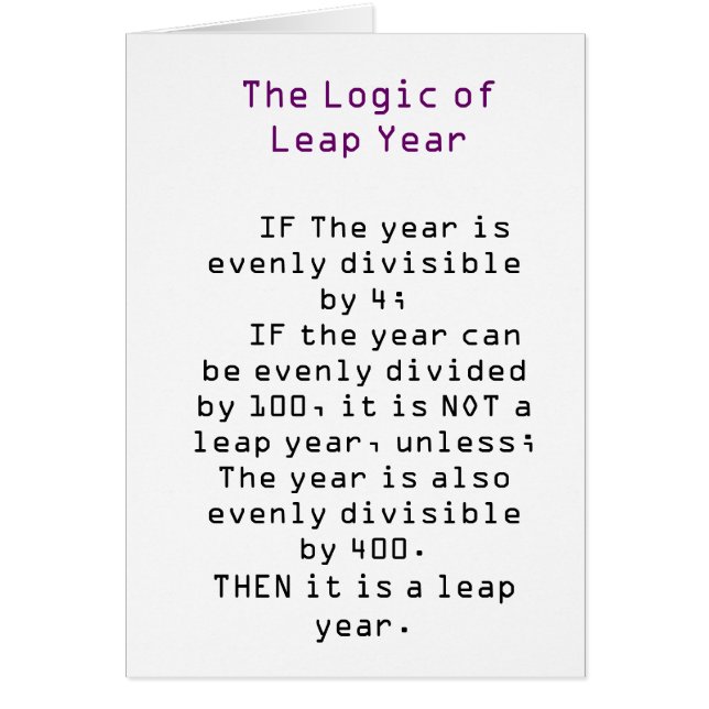 The Logic of Leap Year (Front)