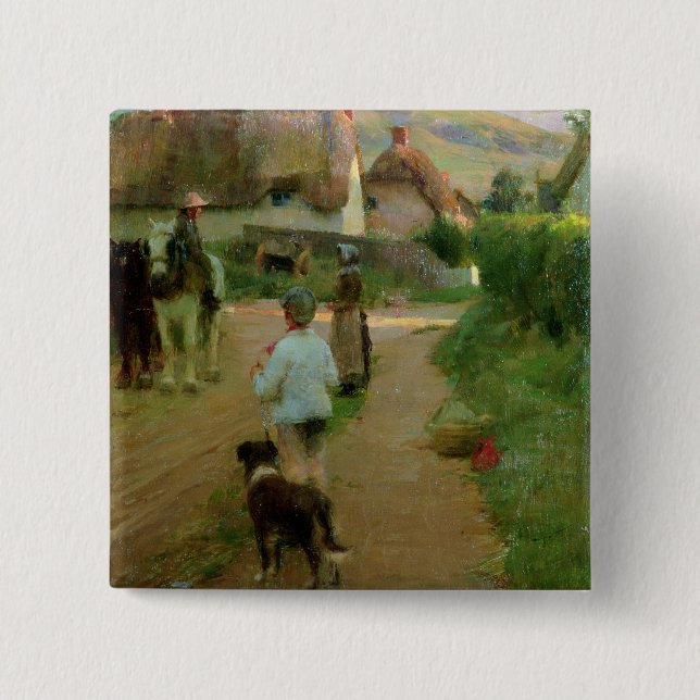 The Loiterers, 1888 (oil on canvas) 2 Inch Square Button (Front)
