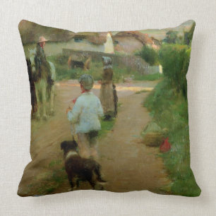 The Loiterers, 1888 (oil on canvas) Throw Pillow