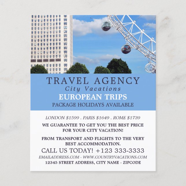 The London Eye, London City, Travel Agency Flyer (Front)