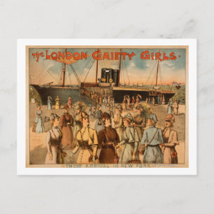 The London Gaiety Girls "Arrival to New York" Postcard