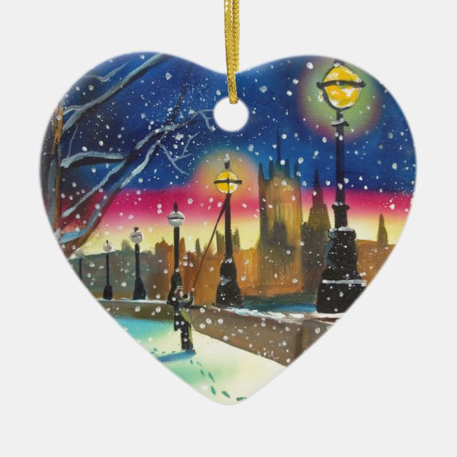 The London lamplighter thames Gordon Bruce art Ceramic Ornament (Front)