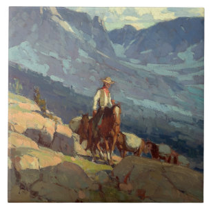 “The Lone Packer” Western Art by Edgar Payne Tile