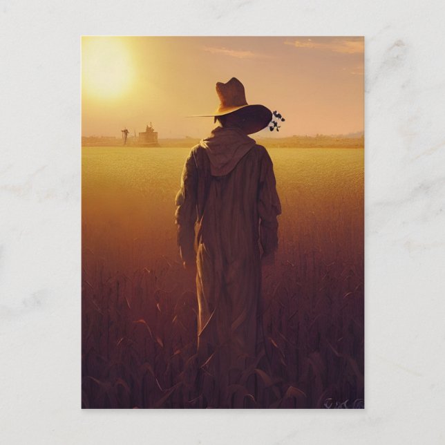 The Lone Scarecrow Digital Art  Postcard (Front)