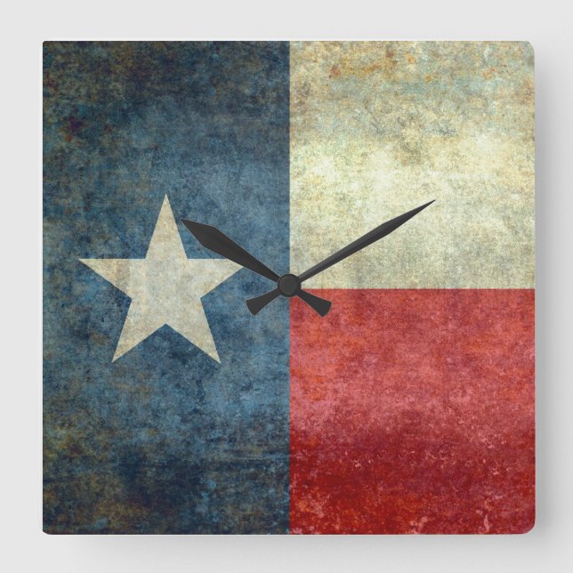 The "Lone Star Flag" of Texas Square Wall Clock (Front)