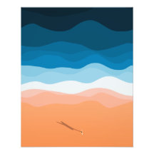 The Lone Surfer | Aerial Illustration