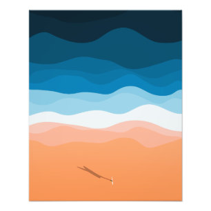 The Lone Surfer   Aerial Illustration Photo Print