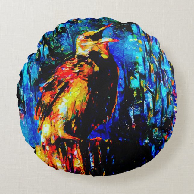 The Lonely Bird 2 Round Pillow (Front)