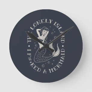 The Lonely Island Mermaid Round Clock