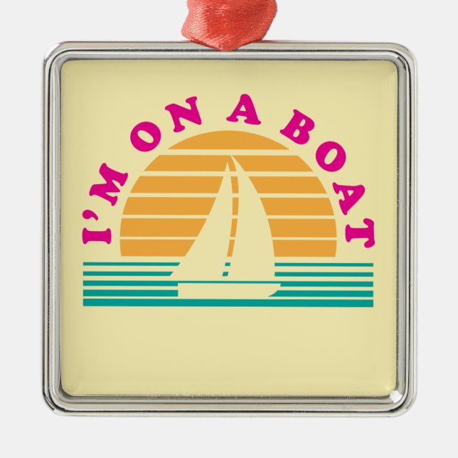 The Lonely Island On A Boat Metal Ornament (Front)