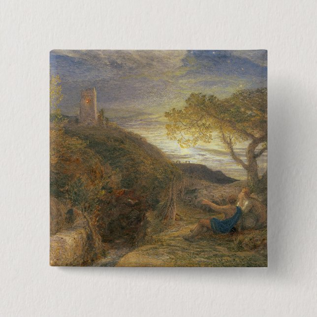 The Lonely Tower, 1868 (w/c & bodycolour and gum a 2 Inch Square Button (Front)