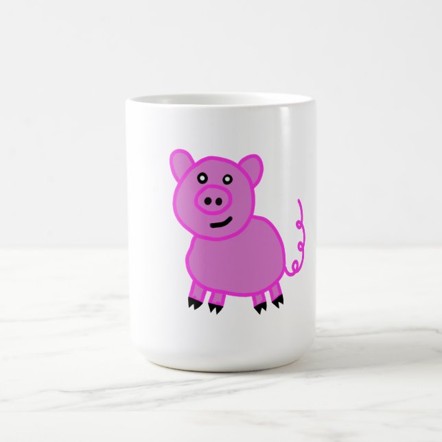 The Long Tailed Cute Pink Pig Coffee Mug (Center)