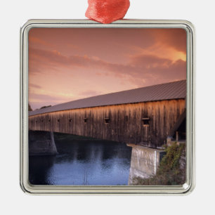 The longest covered bridge in the United States Metal Ornament