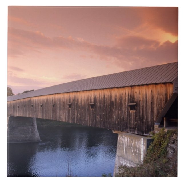 The longest covered bridge in the United States Tile (Front)