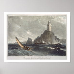 The longships lighthouse of Lands End, Cornwall, f Poster