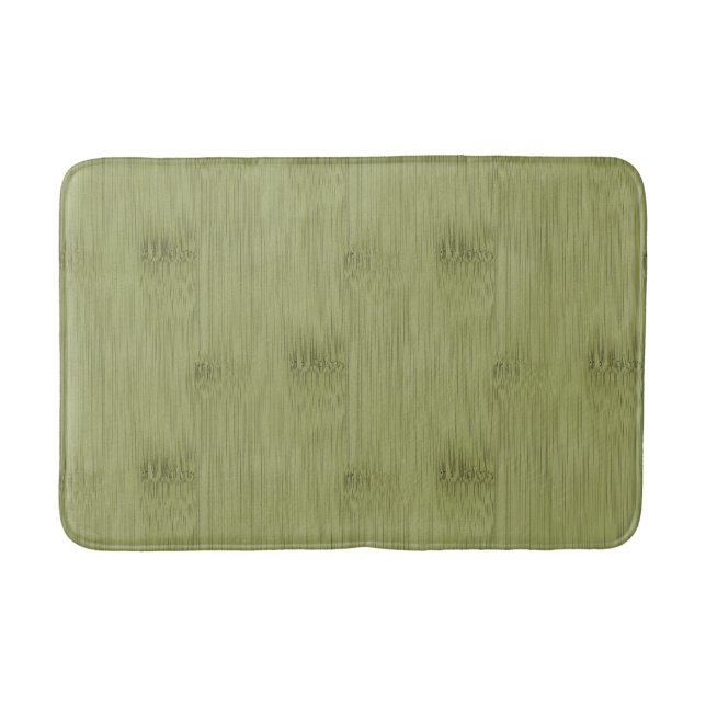 The Look of Bamboo in Olive Moss Green Wood Grain Bath Mat (Front)