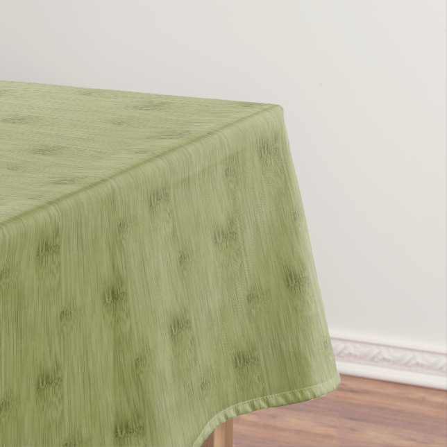 The Look of Bamboo in Olive Moss Green Wood Grain Tablecloth (In Situ)