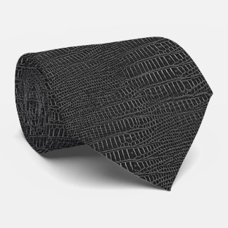 The Look of Black Realistic Alligator Skin Tie