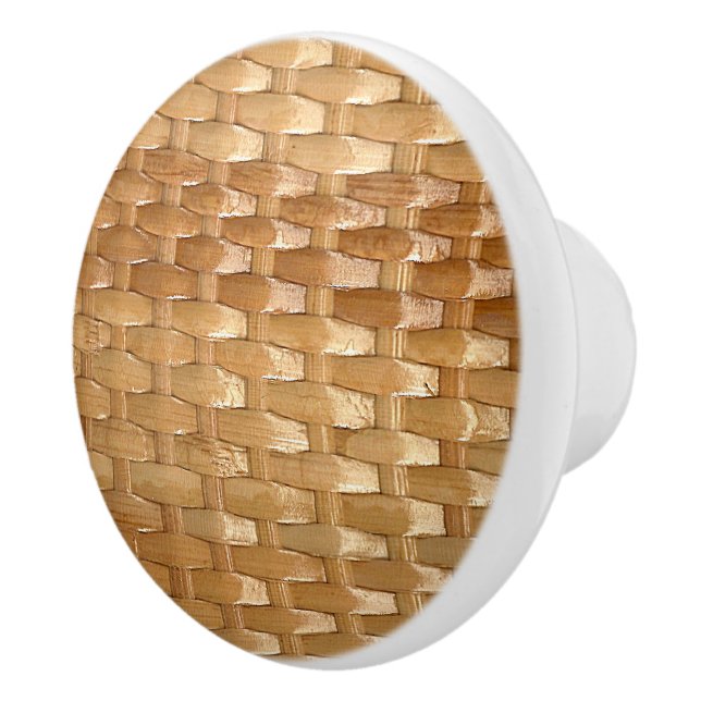 The Look of Lacquer Wicker Basketweave Texture Ceramic Knob (Right)