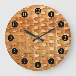 The Look of Lacquer Wicker Basketweave Texture Large Clock