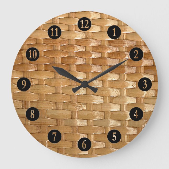 The Look of Lacquer Wicker Basketweave Texture Large Clock (Front)