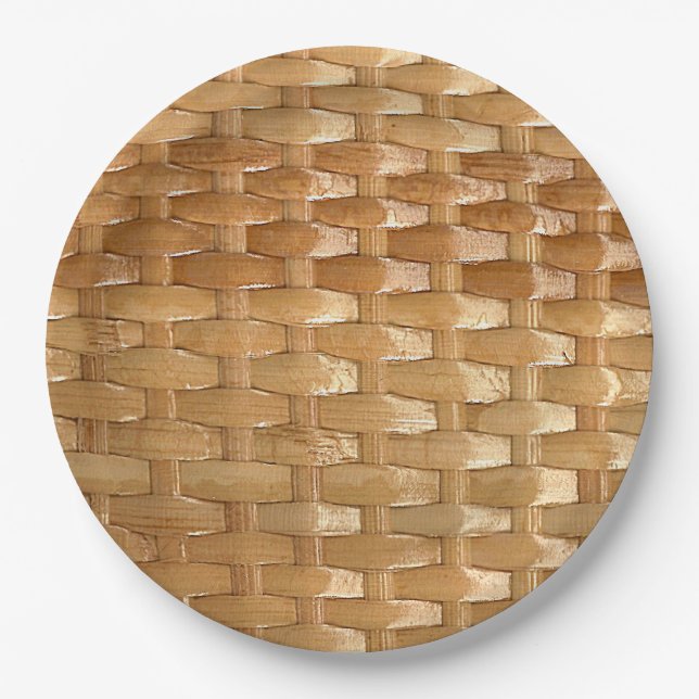 The Look of Lacquer Wicker Basketweave Texture Paper Plate (Front)