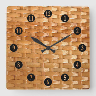 The Look of Lacquer Wicker Basketweave Texture Square Wall Clock