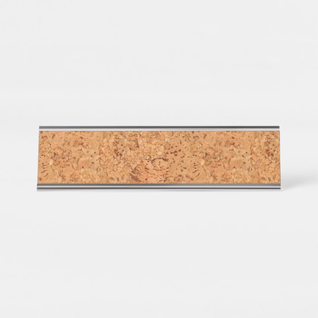 The Look of Macadamia Cork Burl Wood Grain Desk Name Plate (Front)