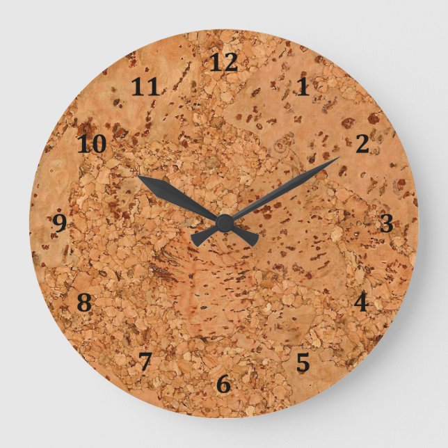 The Look of Macadamia Cork Burl Wood Grain Large Clock (Front)