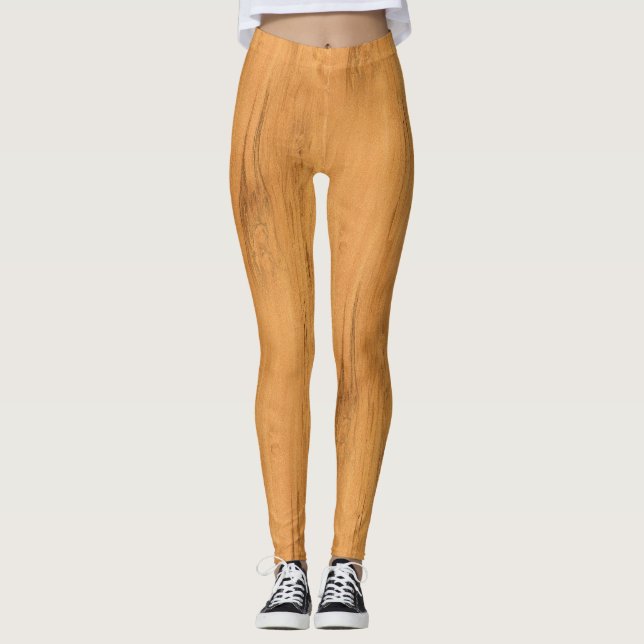 The Look of Maple Wood Grain Texture Leggings (Front)