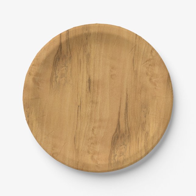 The Look of Maple Wood Grain Texture Paper Plate (Front)