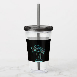 The Look of Neon Lit Up Tropical Palm Trees Acrylic Tumbler