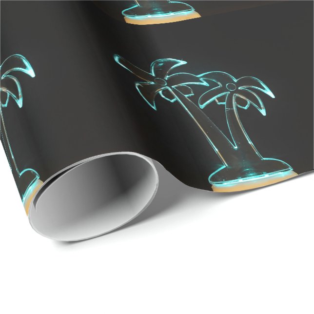 The Look of Neon Lit Up Tropical Palm Trees Wrapping Paper (Roll Corner)