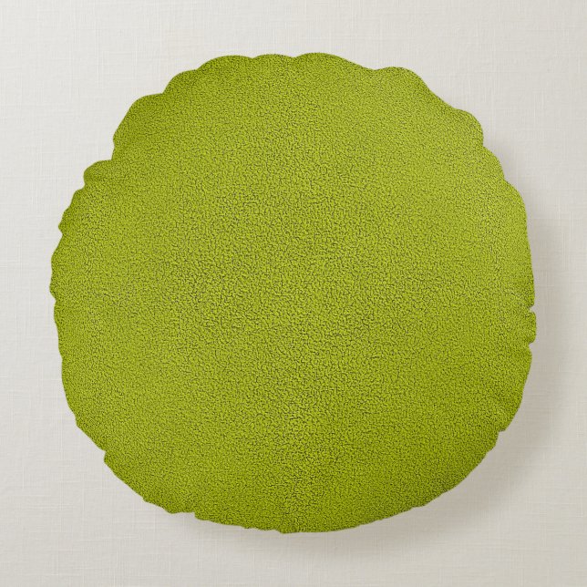 The look of Snuggly Chartreuse Green Suede Round Pillow (Front)