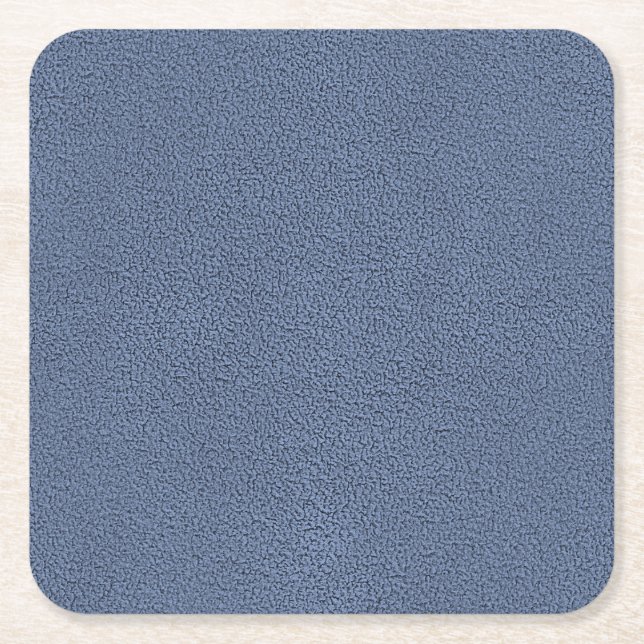The look of Snuggly Slate Blue Suede Texture Square Paper Coaster (Front)