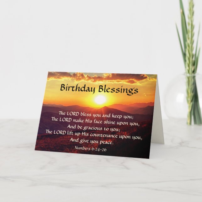 The Lord Bless You, Bible Birthday Mountain Sunset Card (Front)