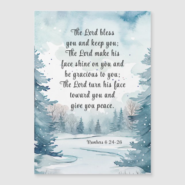 The Lord Bless You Bible Winter Magnetic Card (Front)