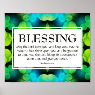 THE LORD BLESS YOU   Numbers 6:24-26 BLESSING Blue Poster
