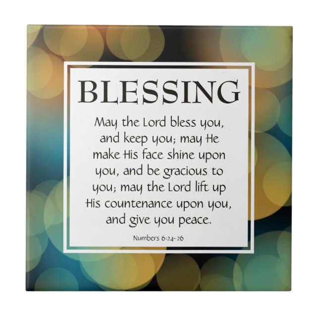 THE LORD BLESS YOU Numbers 6 Christian Tile (Front)