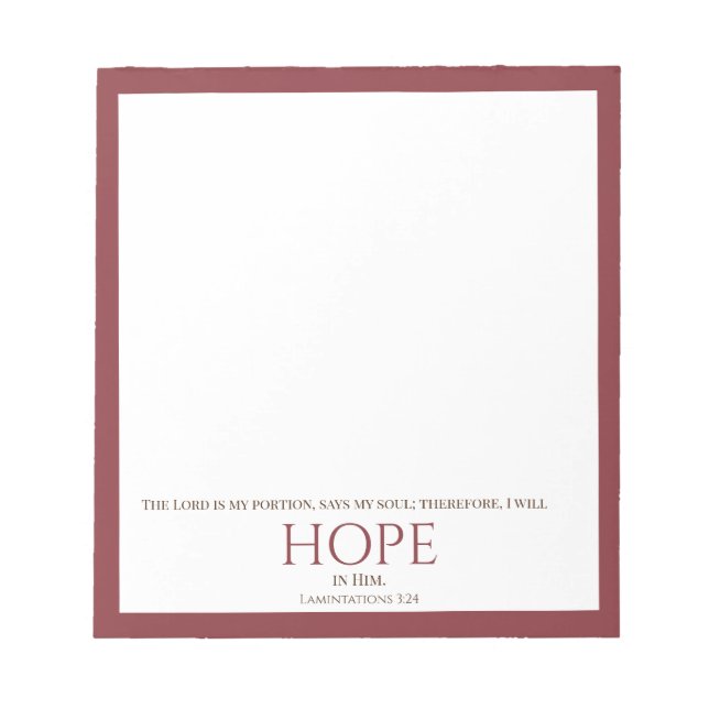 The Lord is My Portion Deep Red Modern Bible Verse Notepad (Front)