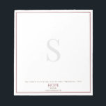 The Lord is My Portion Deep Red Monogram Scripture Notepad<br><div class="desc">This Bible verse notepad is sure to be an inspiration. This design features a crisp white background with a deep red border and classic typography that includes an elegant monogram. What an great way to remind yourself of the hope that only Christ can give.</div>