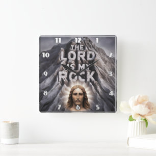 The Lord Is My Rock: Psalm 18:2 Square Wall Clock