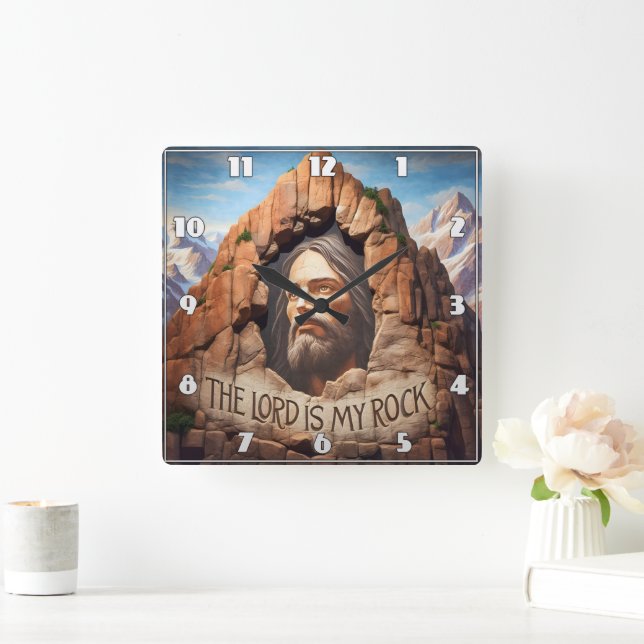 The Lord Is My Rock Square Wall Clock (Home)